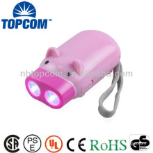 Animal shape 2 led kids mini hand crank led flashlight